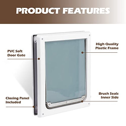 Pet Flap Door 2 Ways Locking Dog Wall Entry Pet Door with Transparent Flap for Dogs (Medium) - size: Medium