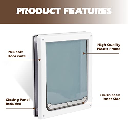 Pet Flap Door for Dogs 2 Ways Locking Wall Entry Pet Door with Transparent Flap (Small) - size: Small