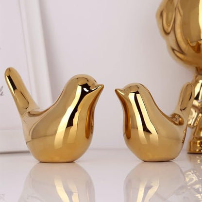 2 Pcs Gold Decor Accents,Small Animal Statues,Modern Home Decorative, Birds Sculpture, Ornaments for Shelf, Bookshelf, Coffee Table,Knick Knacks Home Decor for Shelves(Gold Bird)