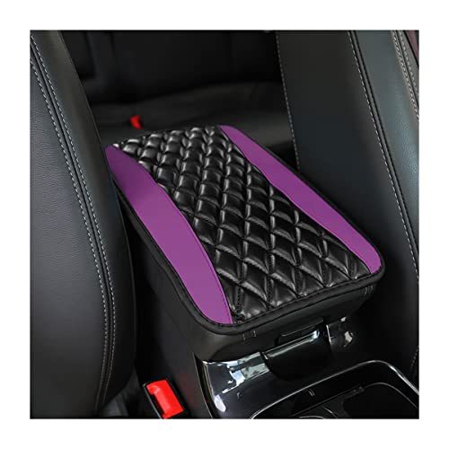 Car Center Console Cushion Pad, Universal Leather Waterproof Armrest Seat Box Cover Protector,Comfortable Car Decor Accessories Fit for Most Cars, Vehicles, SUVs (Purple)