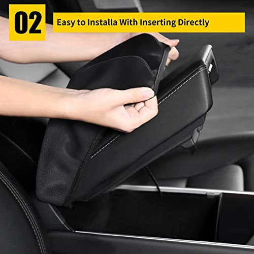 Black Leather Armrest Covers for Grand Cherokee 2011-2021 Jeep Console Cushion for Grand Cherokee（not for 2022