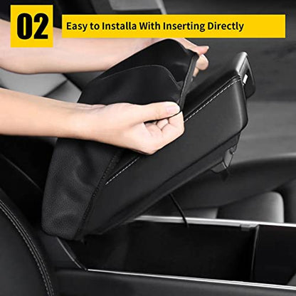 Black Leather Armrest Covers for Grand Cherokee 2011-2021 Jeep Console Cushion for Grand Cherokee（not for 2022
