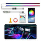 Ambient Lighting Car led Lights Interior, 43.3'' USB Powered Acrylic Neon Flexible Strip Model y Ambient Lighting kit with Remote APP,Dynamic RGB 2 in 1 Music Lights Sync for Inside car Decorations - size: 2 in 1( 43.3inch*2)