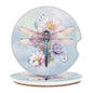 Dragonfly Car Coasters Set of 2 for Cup Holder 2.63" Absorbent Ceramic Cup Coaster Non-Slip Cork Base Drink Coasters with Finger Notch Car Accessories Interior for Women Men