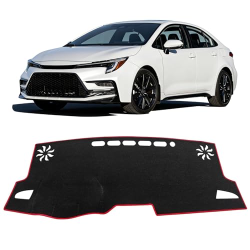 for Toyota Corolla Accessories 2019-2021 2022 2023 2024 2025 2026 Dash Cover, Dashboard Cover Mat for Corolla 2019-2026 Non-Slip Sunshield Protector Dash Cover Mat, Red Edge - color: Corolla 2019-2026 Red