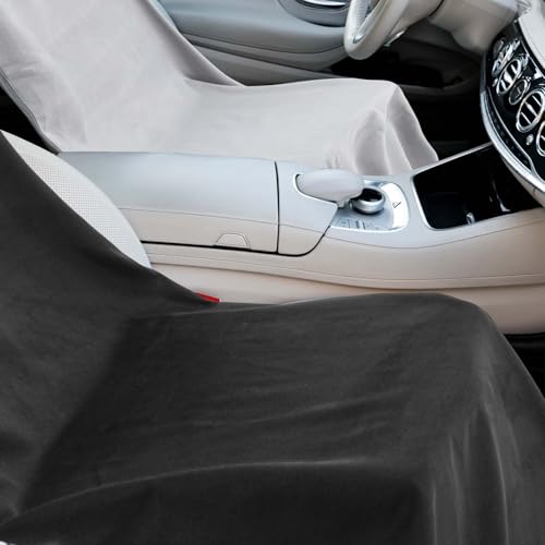 Hahafelt Car Seat Towel Covers with Storage Bag, 63 x 32 Inch Universal Non Slip Waterproof Sweat Protector for Car Truck, Gym Swimming Running, Machine Washable(2 Pack,Black,Gray) - style: Black,Gray