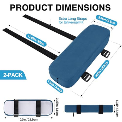 Smiry Ergonomic Office Chair Armrest Pads, Memory Foam Arm Rest Covers, Non-Slip Armrest Cushion with Adjustable Buckles and Straps, Elbow Relief for Desk, Gaming & Wheelchair (Ocean, Set of 2) - color: Ocean