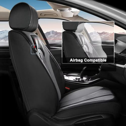 Faux Leather Custom Fit Front Seat Covers Compatible with Nissan Frontier 2007-2026 2PCS, Anti-Slip & Airbag Compatible, Black & Gray - color: #073 Black&Grey, size: 2 Front Seats