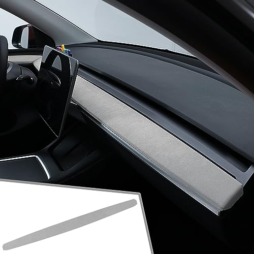 GZXinWei Interior Trim Dashboard Cover Center Console Panel Wrap Styling Moulding Decor Sticker Accessories for Alcantara Tesla Model 3 2017-2023 Model Y 2020-2024 Gray Suede - color: Gray