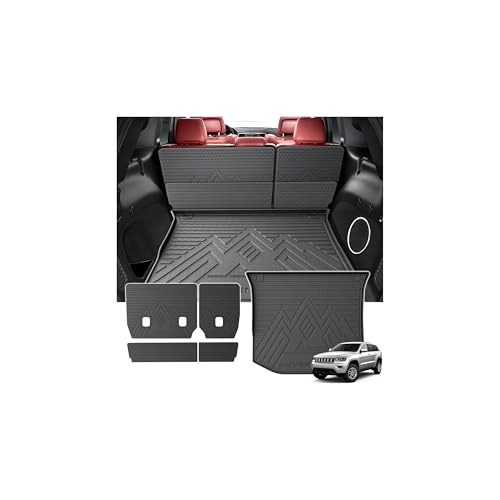 KUST Trunk Cargo Mat for Jeep Grand Cherokee 2011-2021, TPE Rubber Trunk Liner with Backrest Mat for Grand Cherokee Accessories All Weather Back Seat Protector Rear Cargo Liner Raised Edge - size: For 2011-2021 Grand Cherokee | Backrest Trunk Mat