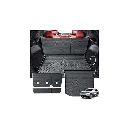 KUST Trunk Cargo Mat for Jeep Grand Cherokee 2011-2021, TPE Rubber Trunk Liner with Backrest Mat for Grand Cherokee Accessories All Weather Back Seat Protector Rear Cargo Liner Raised Edge - size: For 2011-2021 Grand Cherokee | Backrest Trunk Mat