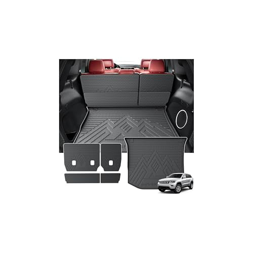KUST Trunk Cargo Mat for Jeep Grand Cherokee 2011-2021, TPE Rubber Trunk Liner with Backrest Mat for Grand Cherokee Accessories All Weather Back Seat Protector Rear Cargo Liner Raised Edge - size: For 2011-2021 Grand Cherokee | Backrest Trunk Mat