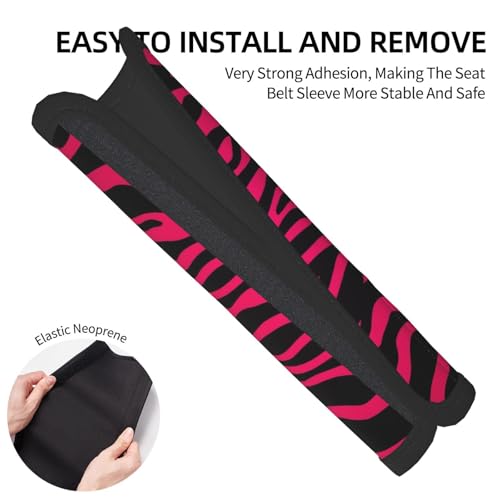 Seat Belt Cover Pads Hot Pink Black Zebra Print Car Seat Belt Covers for Women Men Adults Kids Soft Comfortable Auto Seatbelt Cushion Shoulder Strap Pad Handle Wraps, 1 Pair - color: Hot Pink Black Zebra Print