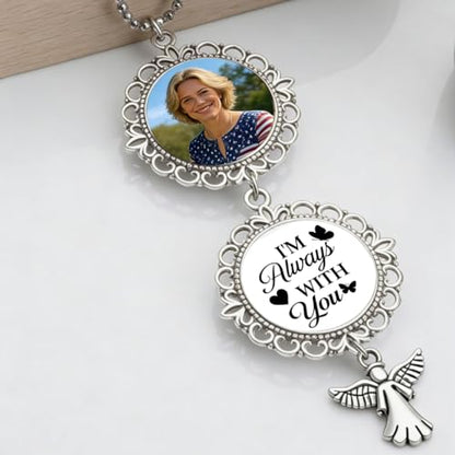 Custom Photo Pendant - Personalized Memorial Car Charm Interchangeable Charms (Wings/Heart)(gem-5) - color: Gem-5