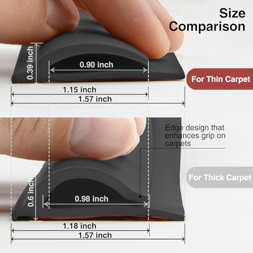 Flexible Carpet Edge Trim – Self-Adhesive Waterproof Cuttable Safety Edging for Thick Rugs &Mats, Peel & Stick Floor Transition Strip, for High-Traffic Areas (Fits Thin Carpets Up to 8mm,Black-10Ft)
