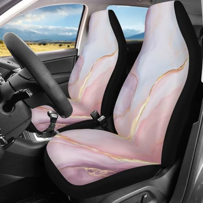 Pehede Car Seat Cover Gold Pink Marble Texture Front for Cars, Easy to Install Cover Set, Accessories Auto Trucks Van SUV,2 Packs - color: Multi14