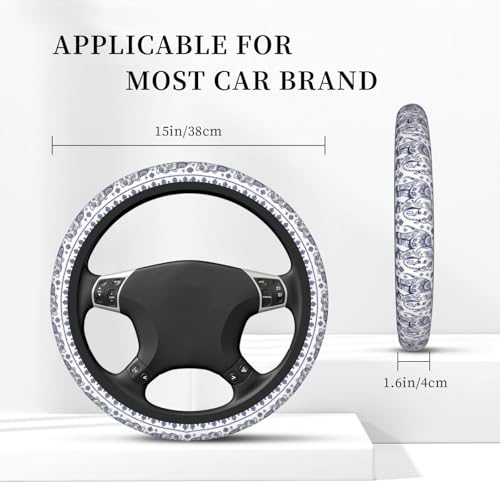 Steering Wheel Cover Accessories Neoprene Cover Non-Slip Breathable Easy to Install Suitable for Women Men Girls for Car SUV Van Truck Universal 14.5-15.5 Inch Blue Elephant - color: Blue Elephant