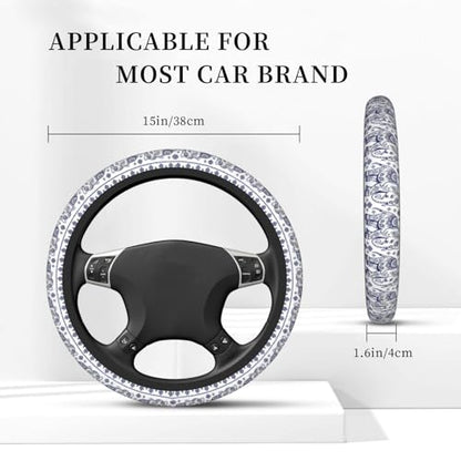 Steering Wheel Cover Accessories Neoprene Cover Non-Slip Breathable Easy to Install Suitable for Women Men Girls for Car SUV Van Truck Universal 14.5-15.5 Inch Blue Elephant - color: Blue Elephant
