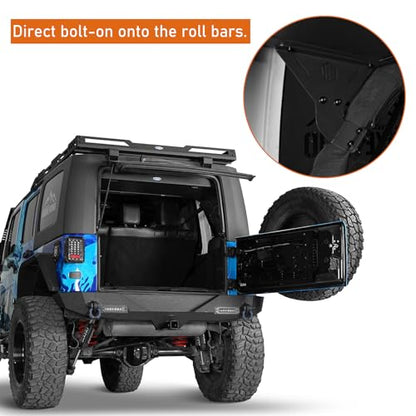 Hooke Road JKU Rear Trunk Upper Locking Storage Box Security Organizer for 2007-2018 Jeep Wrangler JK Unlimited 4-Door Hardtop, Interior Rooftop Cargo Carrier