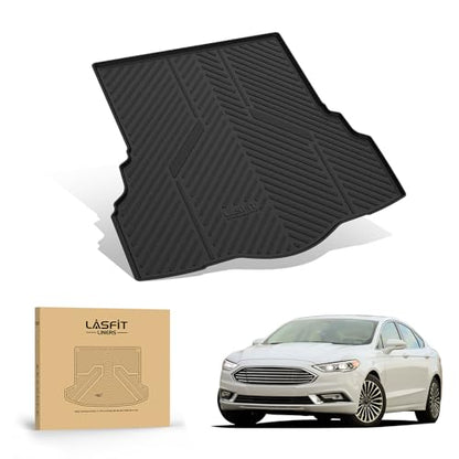 LASFIT Trunk Mat for Ford Fusion 2013-2020 (Only Fit Gasoline Not Fit Hybrid & PHEV) All Weather TPE Mats Custom Fit Cargo Mats for Ford Fusion Car Mats and Cargo Liner, Black - size: 2013-2020 | For Ford Fusion | Cargo Mat