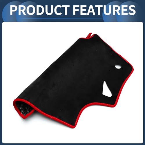 Dash Cover, Center Console Non-Slip Dashboard Carpet Mat for Mazda 6 2009-2012 Flannel Black Red,1Pc