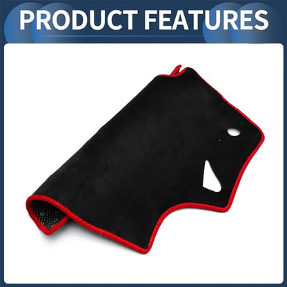 Dash Cover, Center Console Non-Slip Dashboard Carpet Mat for Mazda 6 2009-2012 Flannel Black Red,1Pc
