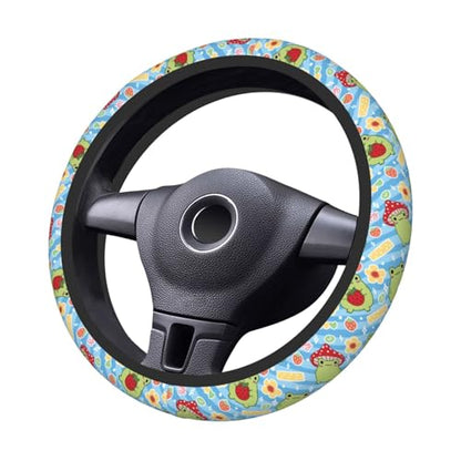 Happy Frog Elastic Steering Wheel Cover Non-Slip Breathable Steering Wheel Protector Fit Auto, SUVs, Truck - color: Happy Frog