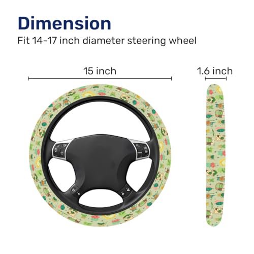 GENANY Leaf Mask Spirits Steering Wheel Cover, Non Slip Polyester Car Wheel Protector for Car SUV Truck, Universal 15 Inch - color: Leaf Spirits