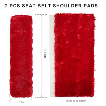 Sun Walker 2PCS Seat Belt Shoulder Pads, Fluffy Soft Plush Auto Seat Belt Pads for Protecting Your Neck & Shoulder, Comfortable Seatbelt Cover Warm Protective Cushion for Most Cars (Red) - color: Red