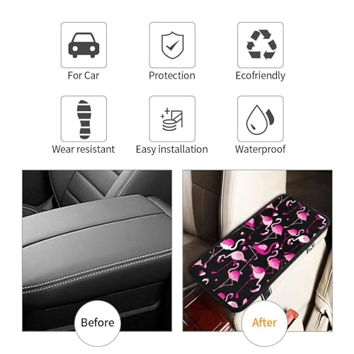 Bright Pink Flamingo Car Armrest Cover Pad Universal Cute Fashion Auto Center Console Armrest Cover Pads Breathable Comfort Black Car Armrest Seat Protector for Women Girls - color: Bright Pink Flamingo White Pink Heart