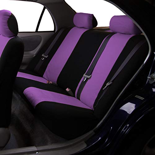 FH Group Car Seat Covers Full Set Cloth - Universal Fit Automotive Seat Covers, Low Back Front Seat Covers, Solid Back Seat Cover, Washable Car Seat Cover for SUV, Sedan and Van Purple - color: Purple, style: Seat Cover Full Set
