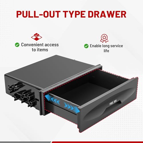 RED WOLF Car Radio Stereo Single Din Storage Box Dash Trim CD Player Holder Storage Box Mounting Pocket Drawer Kit