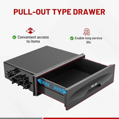 RED WOLF Car Radio Stereo Single Din Storage Box Dash Trim CD Player Holder Storage Box Mounting Pocket Drawer Kit