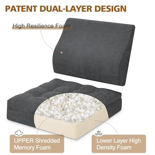 Recliner Cushion for Elderly with Lumbar Support Pillow - 20x20x5 Inch Extra Thick Recliner Seat Cushion for Seniors Relief Back Pain and Tailbone Pain from Long Sitting Non-Slip Bottom
