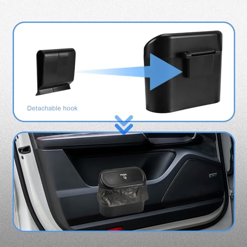 Car Small Trash Can with Lid, Leakproof Mini Car Garbage Can, Waterproof Push Button Easy Empty, Suitable for Desktop Office Bedroom Dorm Home Vehicle with 75 PCS Plastic Trash Bag (Black) - color: Black