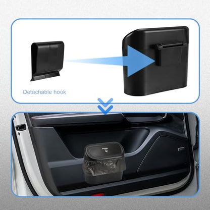 Car Small Trash Can with Lid, Leakproof Mini Car Garbage Can, Waterproof Push Button Easy Empty, Suitable for Desktop Office Bedroom Dorm Home Vehicle with 75 PCS Plastic Trash Bag (Black) - color: Black