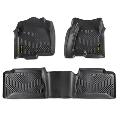 PIT66 Floor Cargo Liners Mats Fit for Chevy Silverado/GMC Sierra 1500 1999-2006, 1500 Classic 2007, Fit Silverado Sierra 2500 2001-2004 2WD 4WD Extended Cab, TPE 3-Piece All Weather Floor Liners - size: Fit Silverado Sierra Extended Cab 1999-2006 | 3PCS
