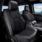 Coverado Custom Fit Front Seat Covers for Chevy Silverado/GMC Sierra 2007-2025 1500, 2015-2025 2500HD 3500HD Crew/Double/Extended Cab – Faux Waterproof Leather (Black) - color: Black, size: Front