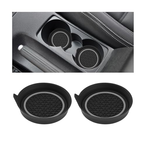 2PCS Car Cup Holder Coaster, Silicone Non-Slip Vehicle Cup Recessed Mats, Waterproof ＆ Sift-Proof Automotive Interior Insulation Drink Insert Pads, Universal Fit (Gray/Black) - color: Gray/Black
