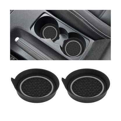 2PCS Car Cup Holder Coaster, Silicone Non-Slip Vehicle Cup Recessed Mats, Waterproof ＆ Sift-Proof Automotive Interior Insulation Drink Insert Pads, Universal Fit (Gray/Black) - color: Gray/Black