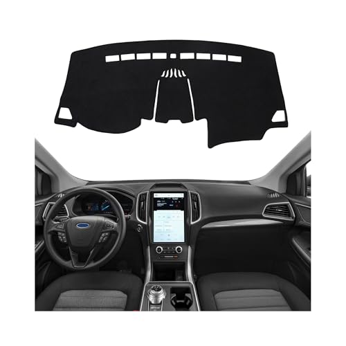 BIBLOZ Dash Cover for Ford Edge 2015-2024 Accessories Black Flannel Dashboard Cover Mat Car Dashboard UV Sun - size: 2015-2024 Edge