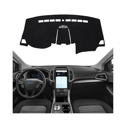 BIBLOZ Dash Cover for Ford Edge 2015-2024 Accessories Black Flannel Dashboard Cover Mat Car Dashboard UV Sun - size: 2015-2024 Edge