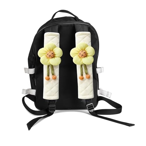 2-Pack Soft Seat Belt Covers Universal Car Shoulder Pad Cushions for Comfortable Driving & Bag Strap Protection Off-White Cream Large Flower - color: Cream Large Flower