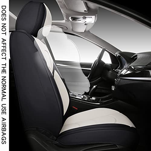 Full Coverage Car Seat Covers Universal Fit for Cars SUVs Pick-up Trucks with Waterproof Leatherette in Automotive Vehicle Interior Accessories (Black and White, Front Pair) - color: Black and White, size: Front Pair-2 seats(driver and passenger)