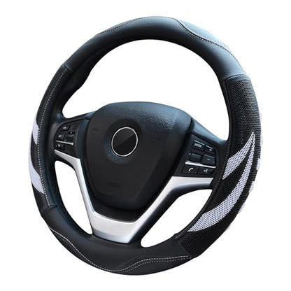 Alusbell Microfiber Leather Steering Wheel Cover Breathable Auto Car Steering Wheel Cover for Women and Men Universal 15 Inches (White) - color: White