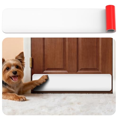 Silicone Door Kick Plate,Dog Door Protector from Scratching,Door Scratch Protector for Pets,Soft Cuttable Pet-Friendly Door Guard for Bottom of Door, Interior & Exterior Door Use (White, 6x34 inch) - color: White, size: 6x34 inch