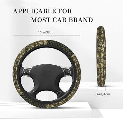 Camouflage Steering Wheel Cover Camouflage Leaf Steering Wheel Protector Neoprene 15Inch Car Accessories 2 Pcs Car Coasters for Women Men - color: Camouflage Leaf Checkered