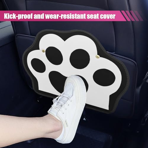 2PCS Car Kick Mats Backseat Protector, Dog Cat Paw Print Leather Car Back Seat Cover for Kids Pets, Waterproof Vehicle Seat Back Kick Mat Organizer to Protect from Dirt, Mud & Scratches(Black) - color: Black