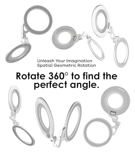 Aulumu G09 Magnetic Ring Grip | Omnidirectional Rotation | MagSafe Compatible | Aluminium Alloy Construction | Stable Dual-Sided Magnetic Attachment | Includes Handle Ring Phone Stand- Black - color: Black