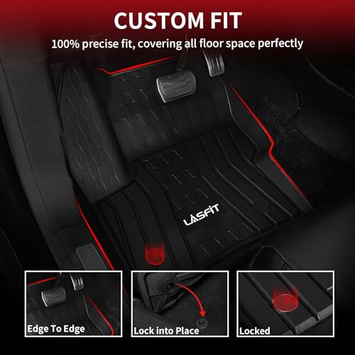 LASFIT Floor Mats for 2015-2019 Lincoln MKC, Custom Fit All Weather TPE Floor Liners, Full Coverage Front & 2nd Row 3-Pcs Set, Black - size: 30*22*5
